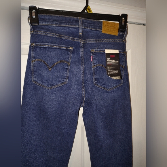 Levi's Blue Slim Straight Women's Red Tab High Waisted Jeans - Picture 11 of 16